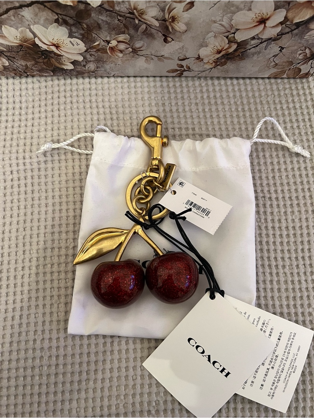 Coach Cherry Charm - Brass/Red Apple